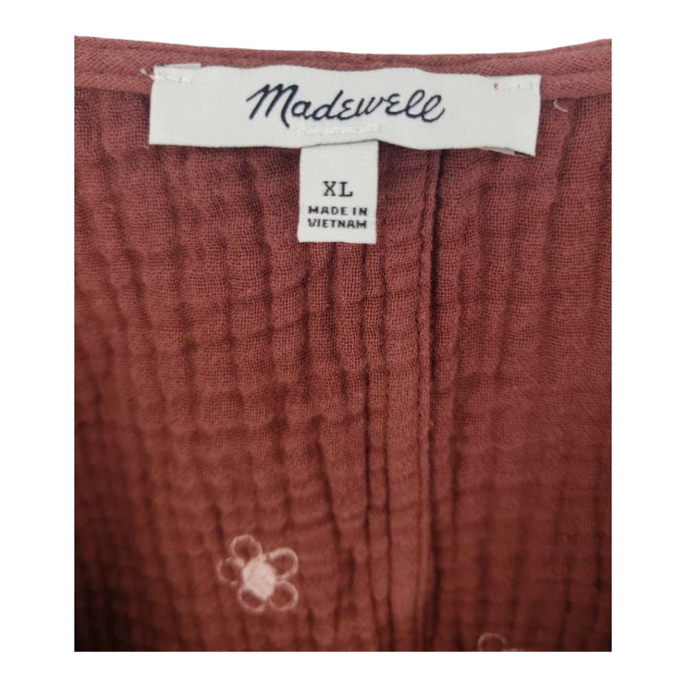 Madewell Lightspun Maira Wrap Top XL Floral Embroidery Cropped Long Sleeve - Picture 4 of 11